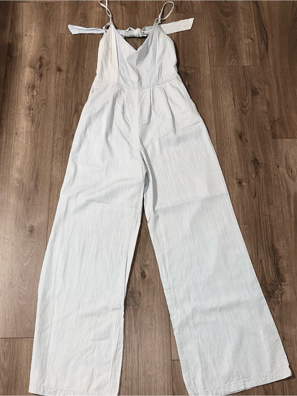 Light Blue Tencel Jumpsuit with Care-Label Detail